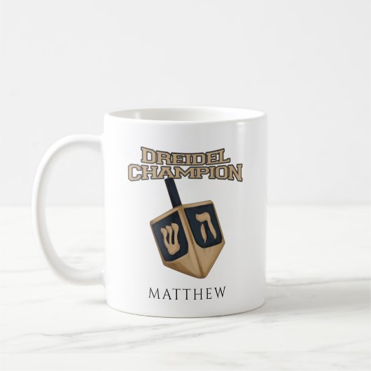 Modern Hanukkah Cute Dreidel Champion Festive Koffiemok (Links)