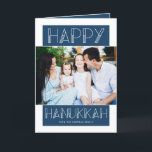 Modern Hanukkah | Foto Feestdagen Kaart<br><div class="desc">Dit leuke,  eenvoudige foto-Hanukkah-wenskaart is uitgerust met moderne typografie en een blauw-witte kleurenschema.  De kleuren kunnen indien gewenst worden aangepast.</div>
