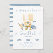 Modern Hanukkah Party watercolor Kaart (Voorkant / Achterkant)