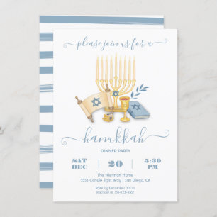 Modern Hanukkah Party watercolor Kaart