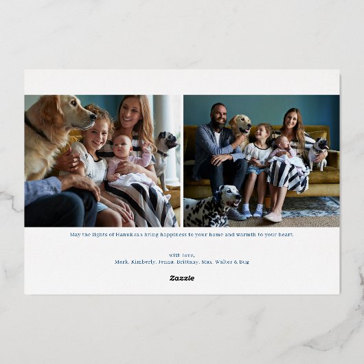 Modern Hanukkah Photo Folie Feestdagenkaart (Achterkant)