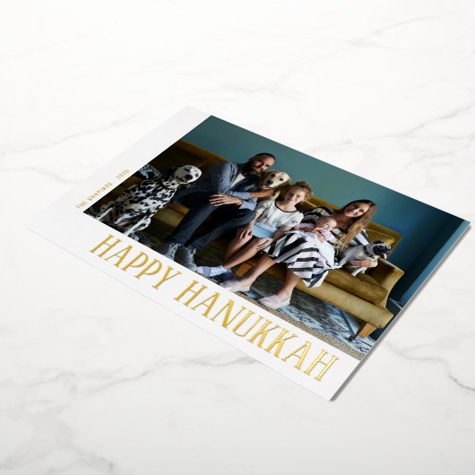 Modern Hanukkah Photo Folie Feestdagenkaart (Gedraaid)