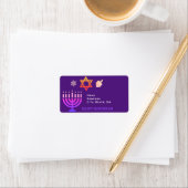Modern Hanukkah retouradreslabel | Paars Etiket (Insitu)