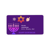 Modern Hanukkah retouradreslabel | Paars Etiket (Voorkant)