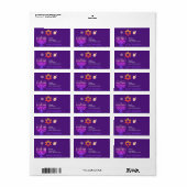 Modern Hanukkah retouradreslabel | Paars Etiket (Full Sheet)