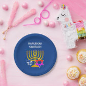 Modern HANUKKAH SAMEACH Papieren Bordje (Feest)