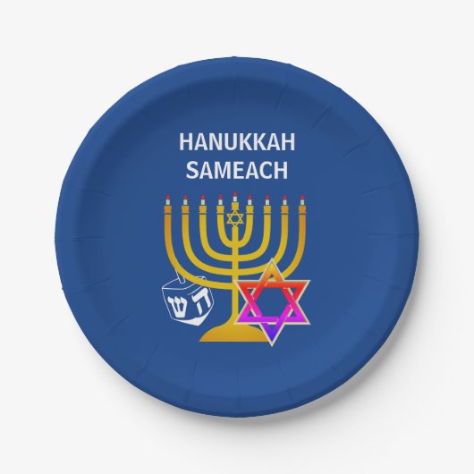 Modern HANUKKAH SAMEACH Papieren Bordje (Voorkant)