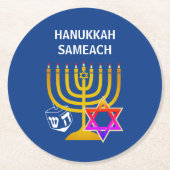 Modern HANUKKAH SAMEACH Ronde Kartonnen Onderzetter (Voorkant)