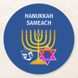 Modern HANUKKAH SAMEACH Ronde Kartonnen Onderzetter