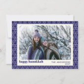 Modern Hanukkah Star Line Pattern Blue Photo Card Feestdagenkaart (Voorkant)