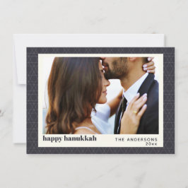 Modern Hanukkah Star Pattern Dark Blue Photo Card Feestdagenkaart