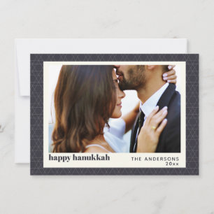 Modern Hanukkah Star Pattern Dark Blue Photo Card Feestdagenkaart