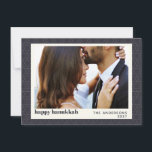 Modern Hanukkah Star Pattern Dark Blue Photo Card Feestdagenkaart<br><div class="desc">Wens vrienden en familie een Happy Hanukkah met deze elegante kaart met een eenvoudig joodse lijn in donkerblauw en grijs,  gepersonaliseerd met je foto,  groet en naam.</div>