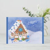 Modern Hanukkah Star van David Gingerbrood House Feestdagenkaart (Staand voorkant)