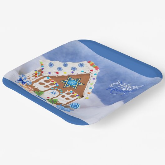 Modern Hanukkah Star van David Gingerbrood House Papieren Bordje (Gebogen)