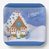Modern Hanukkah Star van David Gingerbrood House Papieren Bordje (Voorkant)