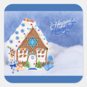 Modern Hanukkah Star van David Gingerbrood House Vierkante Sticker (Voorkant)