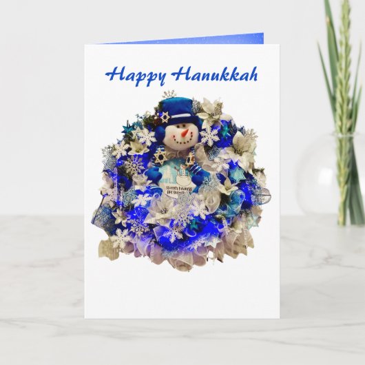 Modern Hanukkah Star van David Snowman Wreath Feestdagen Kaart (Voorkant)