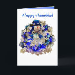 Modern Hanukkah Star van David Snowman Wreath Feestdagen Kaart<br><div class="desc">De joodse feestdagen vieren met dit prachtige en unieke wenskaart. Wat een mooie kaart om je vrienden en familie te zegenen tijdens het festival van Lichten. Dit moderne ontwerp is voorzien van een gelukkige sneeuwman met een blauwe fluwelen bovenste hoed met een ster van David op de rand, oorhofjes, mittens...</div>