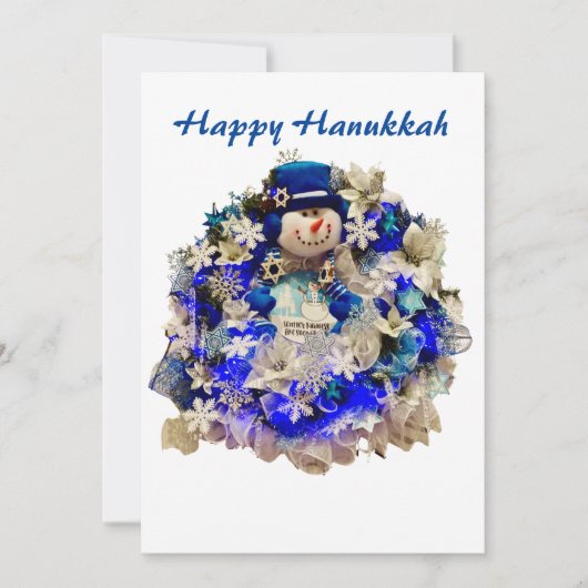Modern Hanukkah Star van David Snowman Wreath Feestdagenkaart (Voorkant)