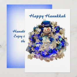 Modern Hanukkah Star van David Snowman Wreath Feestdagenkaart