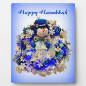Modern Hanukkah Star van David Snowman Wreath Fotoplaat (Voorkant)
