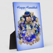 Modern Hanukkah Star van David Snowman Wreath Fotoplaat (Zijkant)