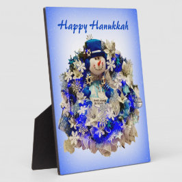 Modern Hanukkah Star van David Snowman Wreath Fotoplaat