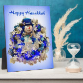 Modern Hanukkah Star van David Snowman Wreath Fotoplaat (Zijkant)