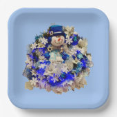 Modern Hanukkah Star van David Snowman Wreath Papieren Bordje (Voorkant)