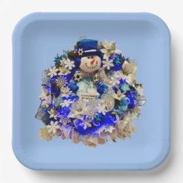 Modern Hanukkah Star van David Snowman Wreath Papieren Bordje