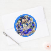 Modern Hanukkah Star van David Snowman Wreath Ronde Sticker (Envelop)