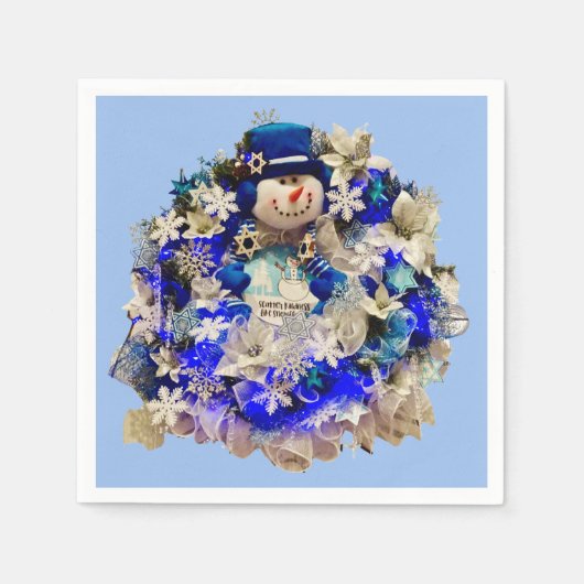Modern Hanukkah Star van David Snowman Wreath Servet (Voorkant)