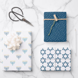 Modern Hanukkah-verpakkingspapier - marine Inpakpapier Vel