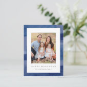 Modern Hanukkah Waterverf Photo Holiday Card Feestdagenkaart (Staand voorkant)