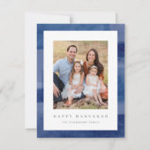 Modern Hanukkah Waterverf Photo Holiday Card Feestdagenkaart (Voorkant)