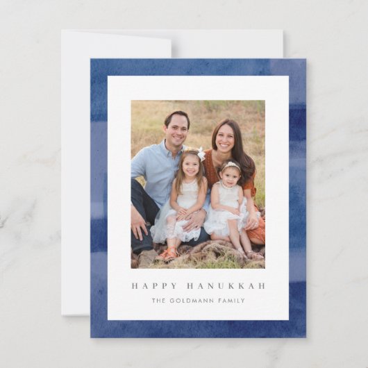 Modern Hanukkah Waterverf Photo Holiday Card Feestdagenkaart (Voorkant)