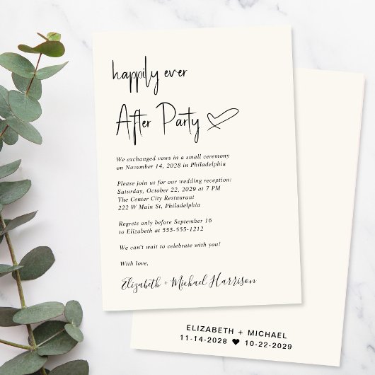 Modern Happily Ever After Cream Wedding Receptie Kaart