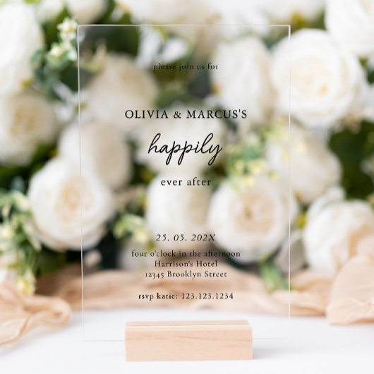 Modern Happily Ever After Wedding Acryl Uitnodigingen