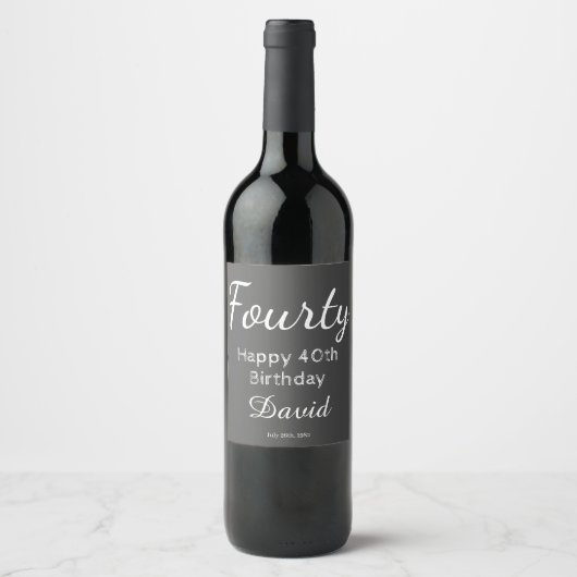Modern Happy 40th Birthday Wine Bottle Label Wijn Etiket (Voorkant)