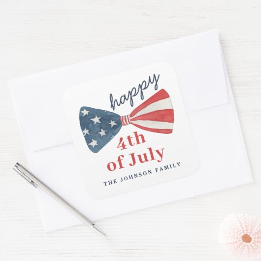 Modern Happy 4th van juli Vierkante Sticker (Envelop)
