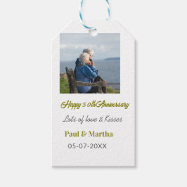 Modern happy 50th anniversary add name date photo  cadeaulabel