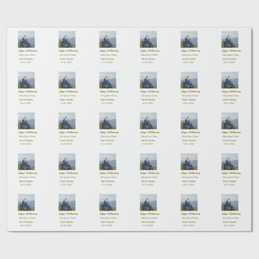 Modern happy 50th anniversary add name date photo  cadeaupapier (Vlak)