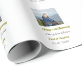 Modern happy 50th anniversary add name date photo  cadeaupapier (Rol Hoek)