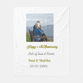 Modern happy 50th anniversary add name date photo  fleece deken
