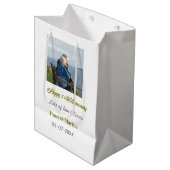 Modern happy 50th anniversary add name date photo  medium cadeauzakje (Voorkant Gekanteld)