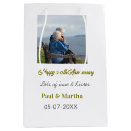 Modern happy 50th anniversary add name date photo  medium cadeauzakje