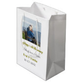 Modern happy 50th anniversary add name date photo  medium cadeauzakje (Achterkant Gekanteld)