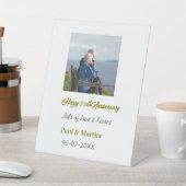 Modern happy 50th anniversary add name date photo reclamebord met voetstuk (Insitu)