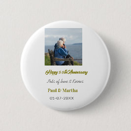 Modern happy 50th anniversary add name date photo  ronde button 5,7 cm